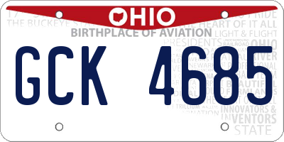 OH license plate GCK4685
