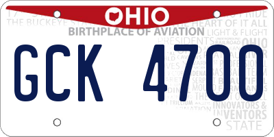 OH license plate GCK4700