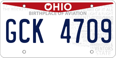 OH license plate GCK4709