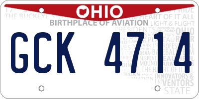 OH license plate GCK4714