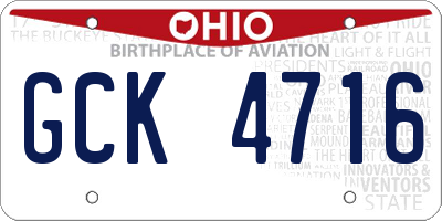 OH license plate GCK4716