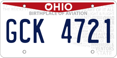 OH license plate GCK4721