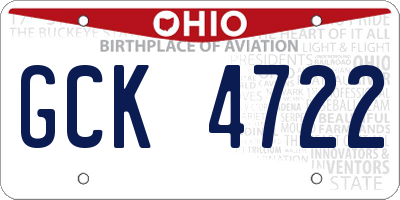 OH license plate GCK4722
