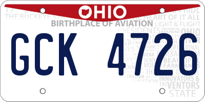 OH license plate GCK4726