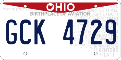 OH license plate GCK4729
