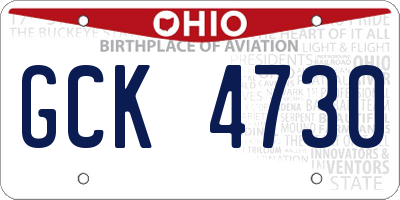 OH license plate GCK4730