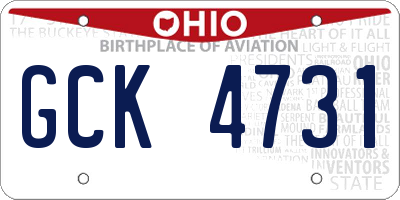 OH license plate GCK4731