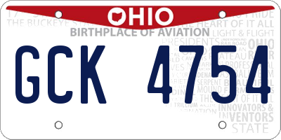 OH license plate GCK4754