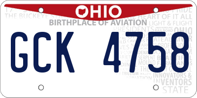 OH license plate GCK4758