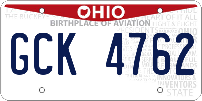 OH license plate GCK4762