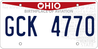 OH license plate GCK4770