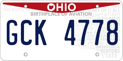 OH license plate GCK4778