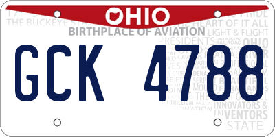 OH license plate GCK4788