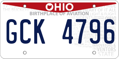 OH license plate GCK4796