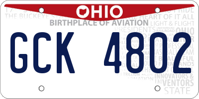 OH license plate GCK4802