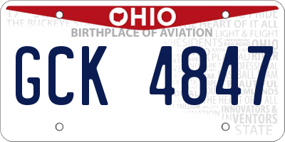OH license plate GCK4847