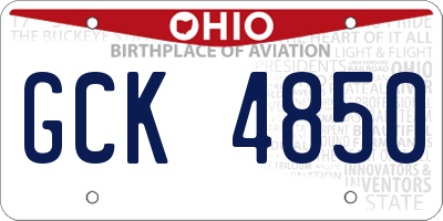 OH license plate GCK4850
