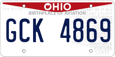 OH license plate GCK4869