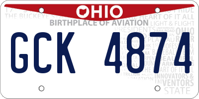 OH license plate GCK4874