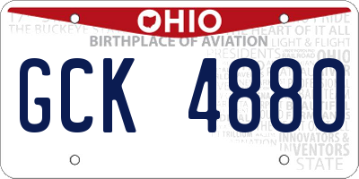 OH license plate GCK4880