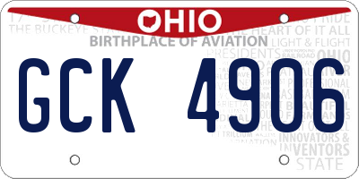 OH license plate GCK4906