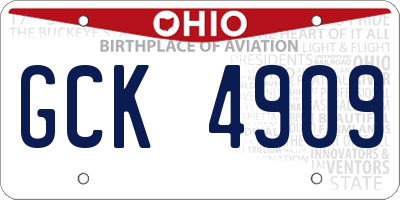 OH license plate GCK4909