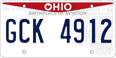 OH license plate GCK4912
