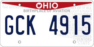 OH license plate GCK4915