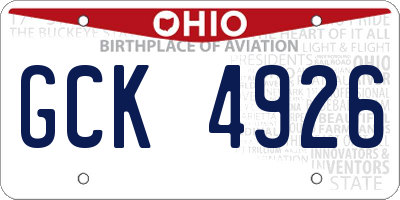 OH license plate GCK4926