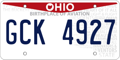 OH license plate GCK4927