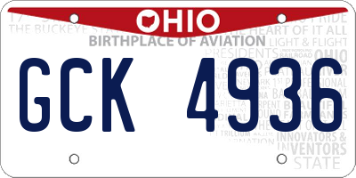 OH license plate GCK4936
