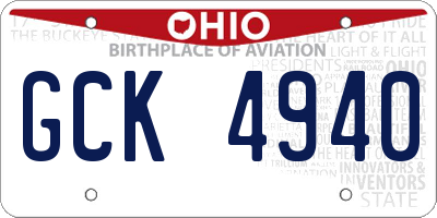 OH license plate GCK4940