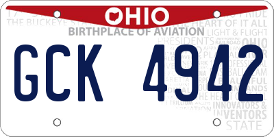OH license plate GCK4942