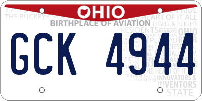 OH license plate GCK4944