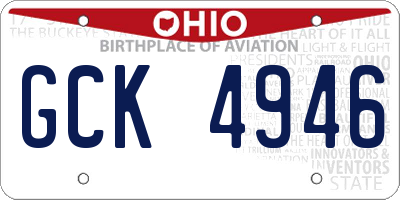 OH license plate GCK4946