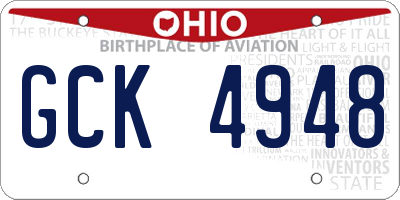 OH license plate GCK4948