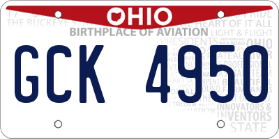 OH license plate GCK4950
