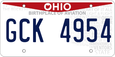 OH license plate GCK4954