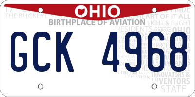 OH license plate GCK4968