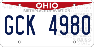 OH license plate GCK4980