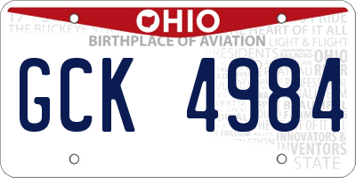 OH license plate GCK4984