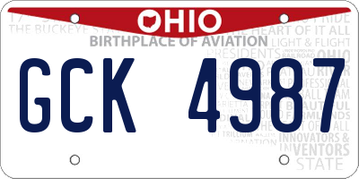OH license plate GCK4987