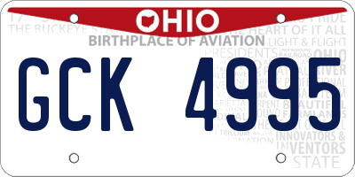 OH license plate GCK4995