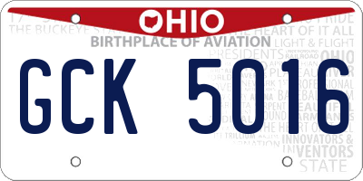 OH license plate GCK5016