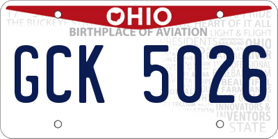OH license plate GCK5026