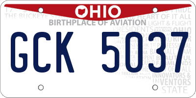 OH license plate GCK5037