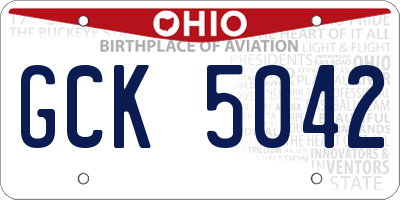 OH license plate GCK5042