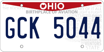 OH license plate GCK5044