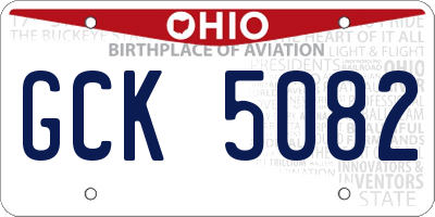OH license plate GCK5082