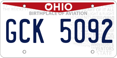 OH license plate GCK5092